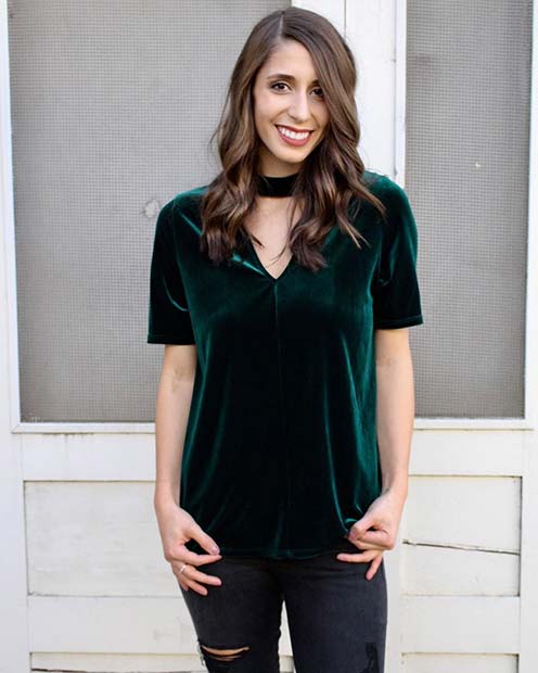 Green Velvet Choker Top