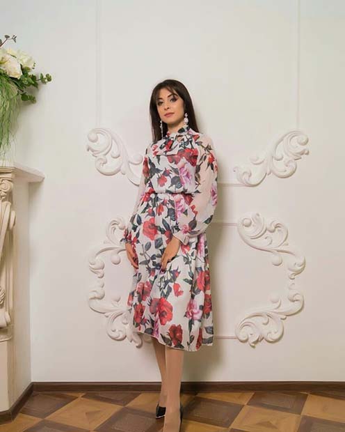 Κομψό λευκό φόρεμα με Floral Print