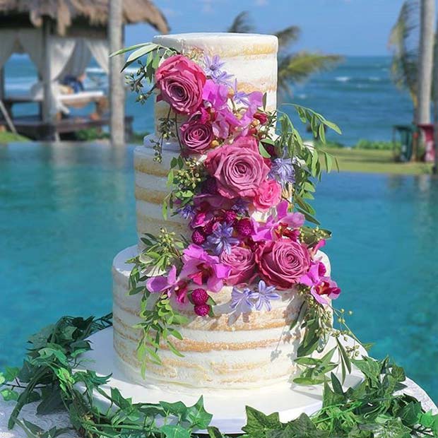 Beach Bloom Summer Wedding Cake