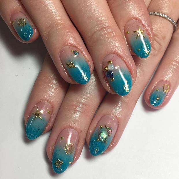 Nail Art inspiré de l'océan