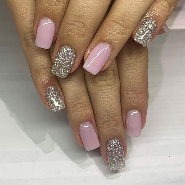 Silver Glitter και Light Pink Mani