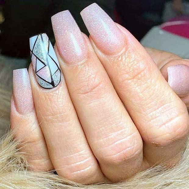 Light Nails with Trendy Accent Nail