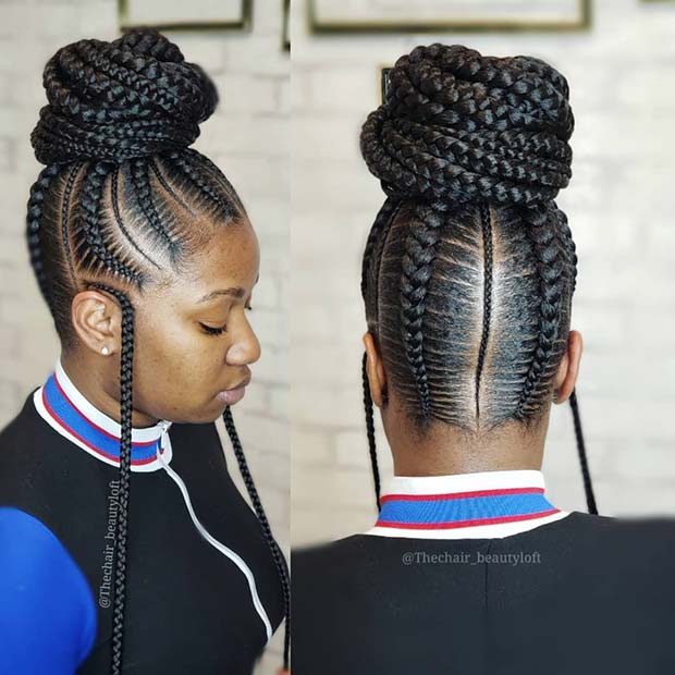 Petit pain cornrow à la mode