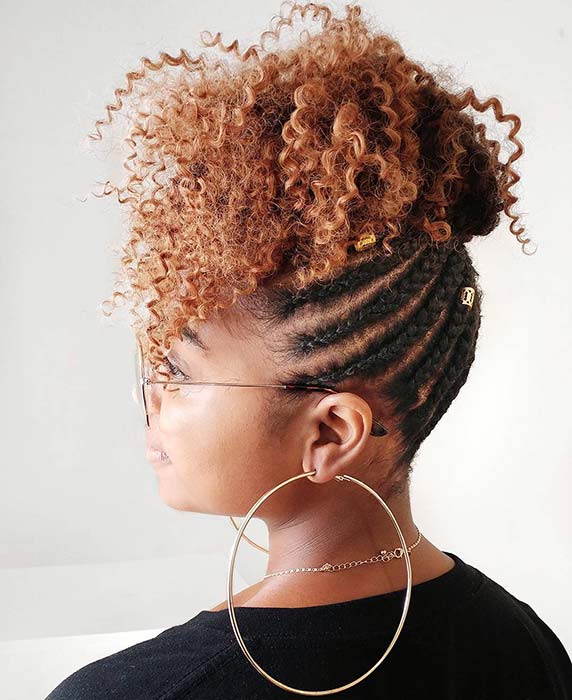 Boucles audacieuses avec des tresses