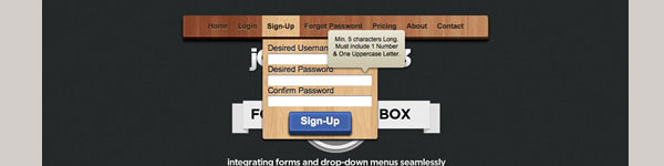 FormBox - Ένα jQuery & amp; Αναπτυσσόμενο μενού CSS3 με ενσωματωμένες φόρμες