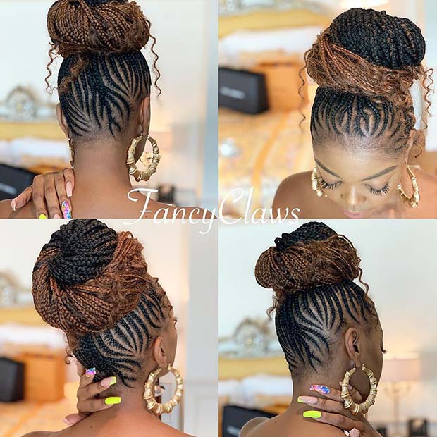 Chignon tressé ombré