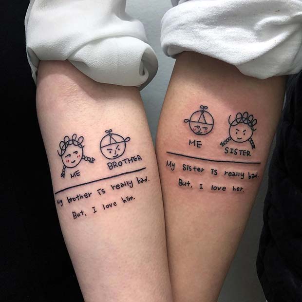 Αστεία αδερφός και αδελφή τατουάζ