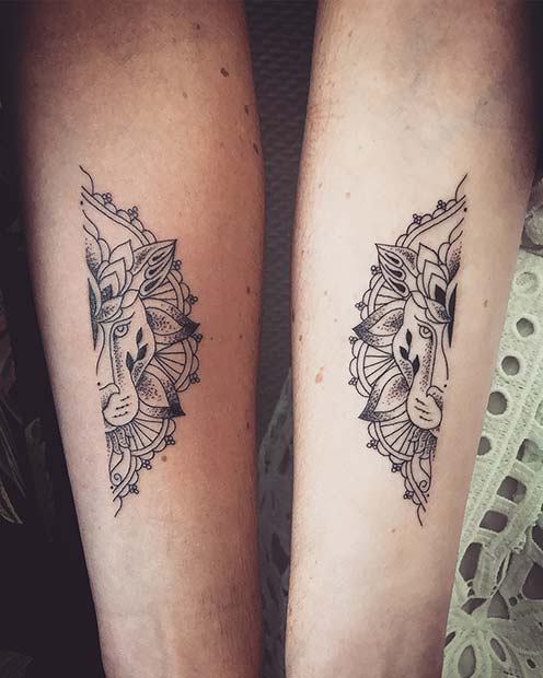 Idée de demi-tatouages ​​pour un frère et une soeur