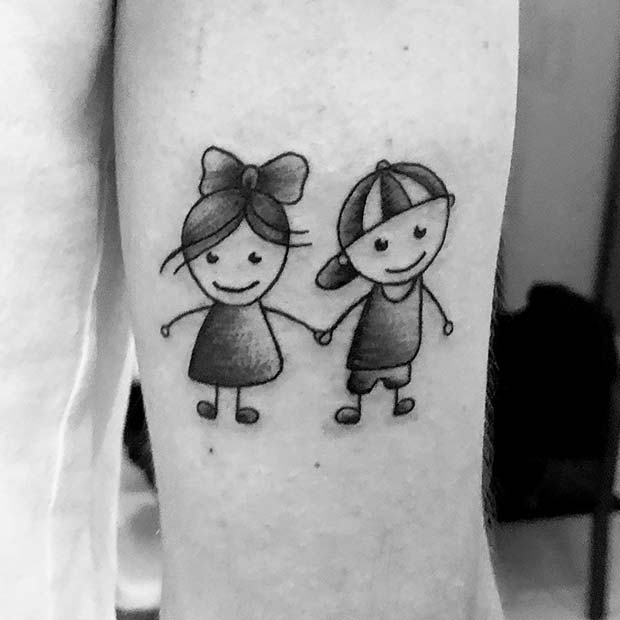 Idée mignonne de tatouage de frère et de soeur