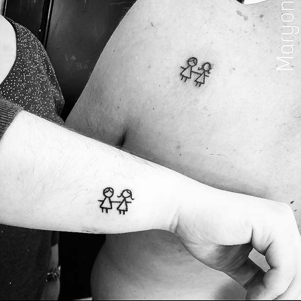 Cute Stick People Tattoo Idea για αδελφό και αδελφή