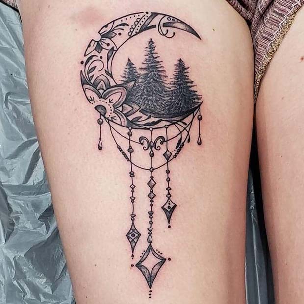Όμορφη ιδέα για τατουάζ Moon για γυναίκες