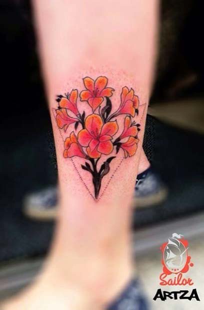 Tatouage de fleur rose et orange pour des idées de tatouage de fleur pour les femmes