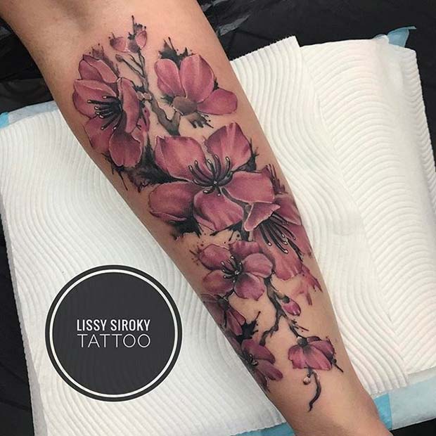 Tatouage de fleur de cerisier pour des idées de tatouage de fleur pour les femmes