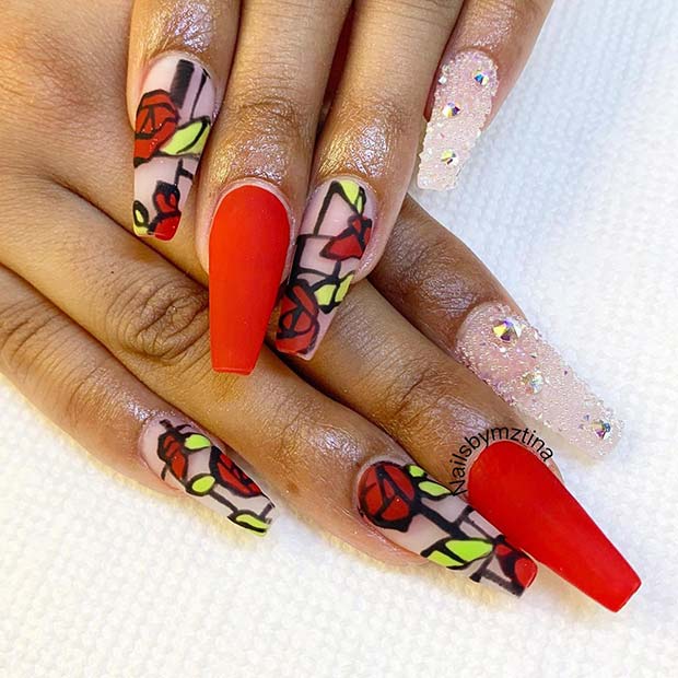 Μοναδική Rose Nail Art