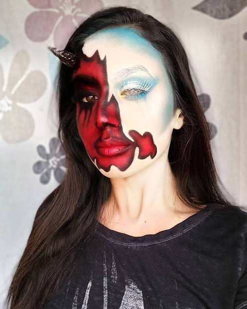 Maquillage d'Halloween diabolique et angélique