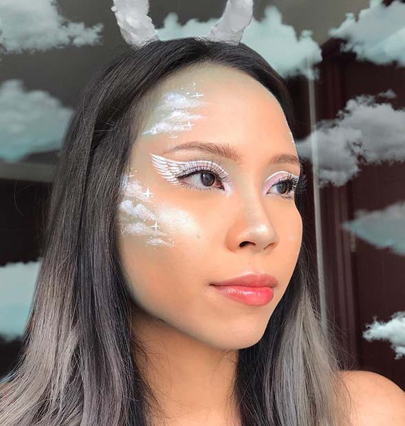 Cloud and Angel Wing Makeup Look