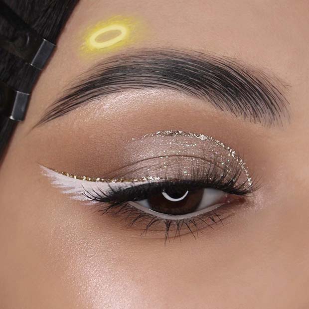 Maquillage scintillant avec un halo