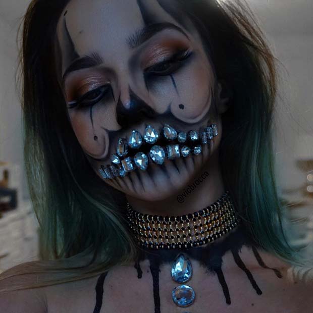 Crystal Skull Clown pour les meilleures idées de maquillage d'Halloween