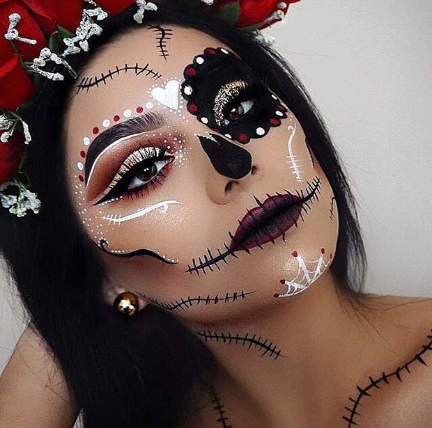 Maquillage Sugar Skull pour les meilleures idées de maquillage d'Halloween