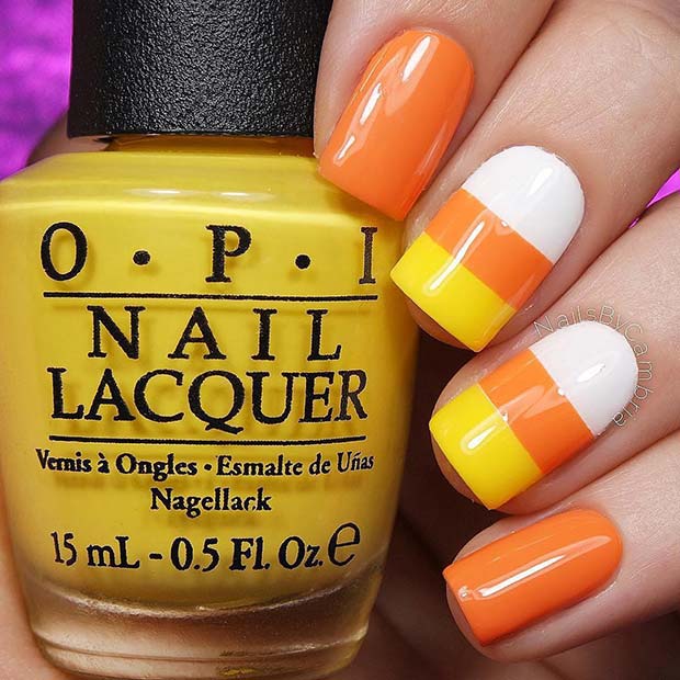 Candy Corn Nails για το Halloween