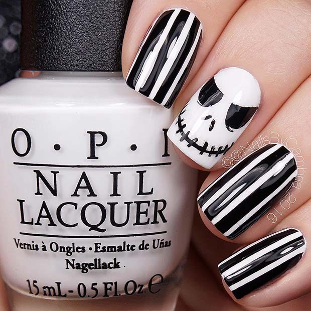 Jack Skellington Halloween Nails