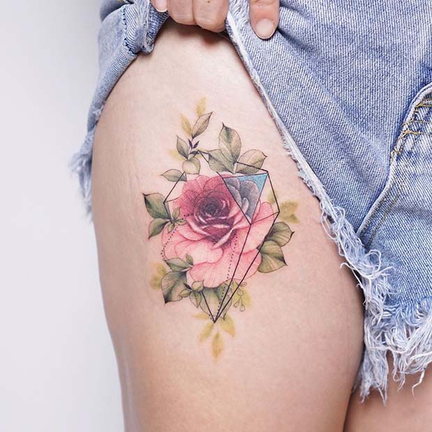 Conception unique de tatouage de rose