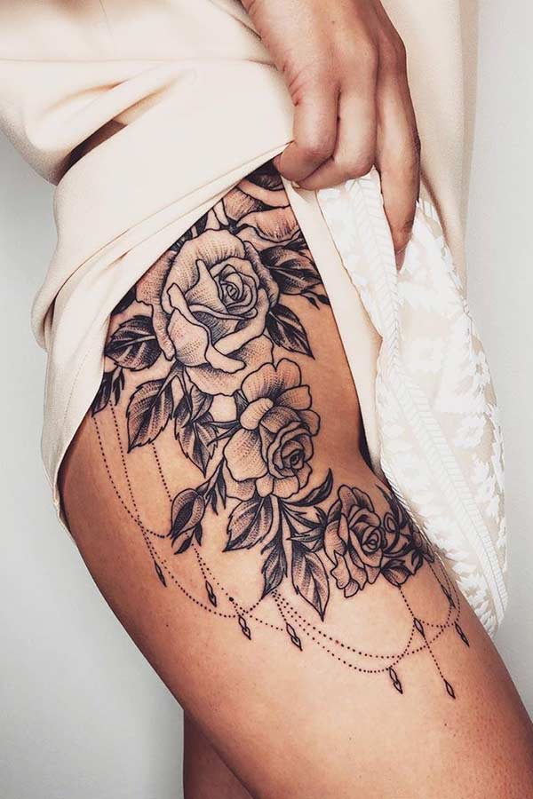 Tatouage Rose Hanche et Cuisse