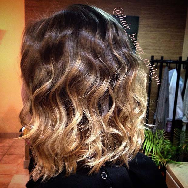 Lob estival court ombré blond