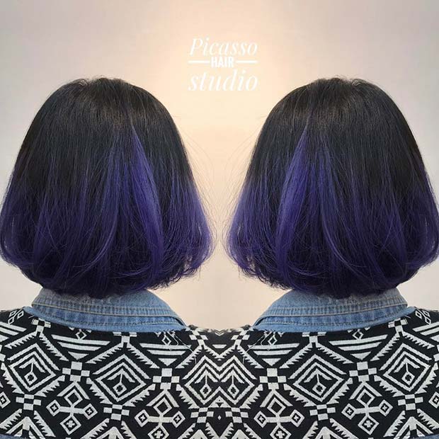 Bob Ombre Noir à Violet