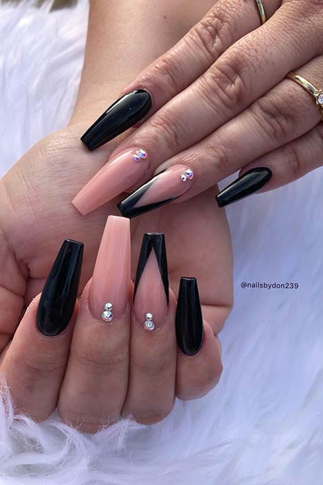 Black V Tip Nails