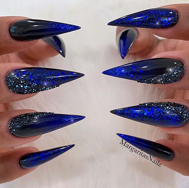 Ombre noire et bleue avec éclat