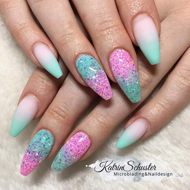 Nint Blue και Pink Ombre Nails