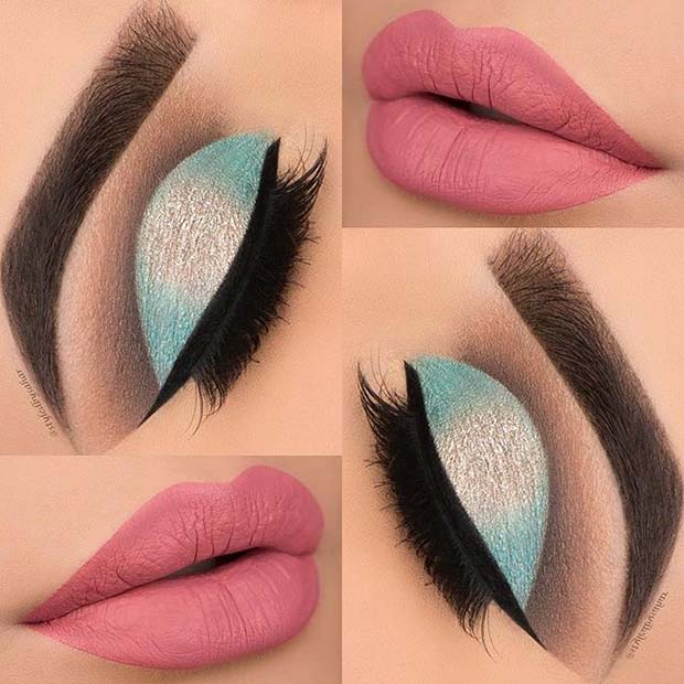 Combo turquoise et rose pour des idées de maquillage d'été