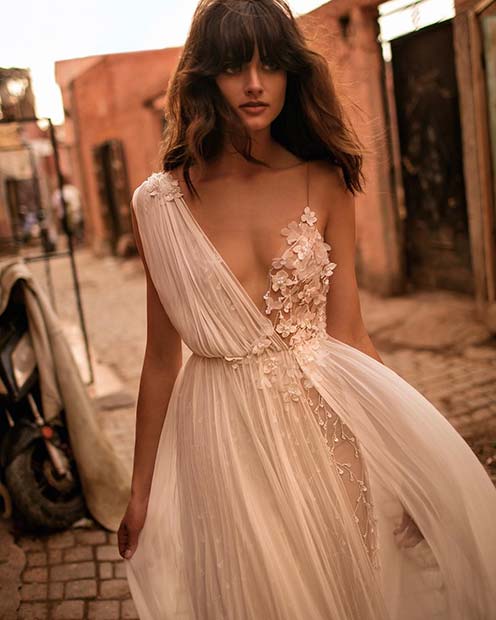 Robe de mariée florale moderne