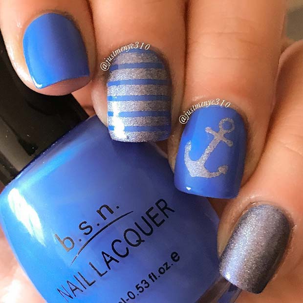 Nautical Anchor Nail Design for Summer Nails Idea