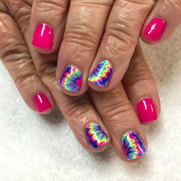 Tie Dye Nail Art for Summer Nails Idea