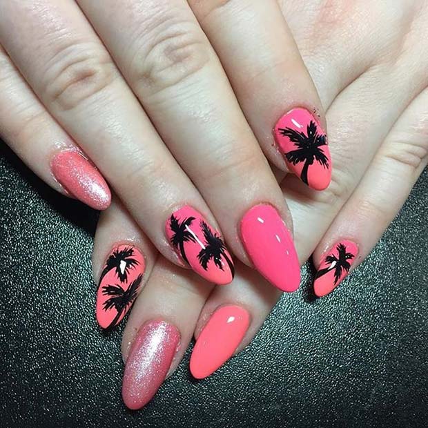 Palm Tree Nail Design για καλοκαιρινή ιδέα για νύχια