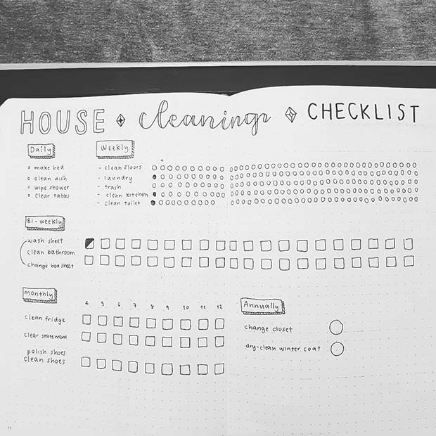 House Cleaning Bullet Journal Spread Idea