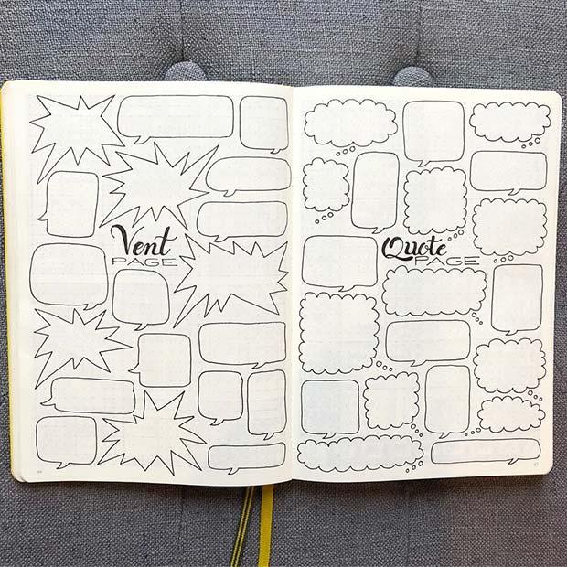 Page d'aération et de devis pour Bullet Journal