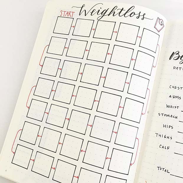 Suivi de perte de poids pour Bullet Journal