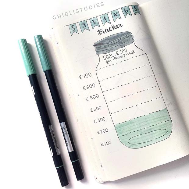 Idée de pot d'épargne créatif pour Bullet Journal