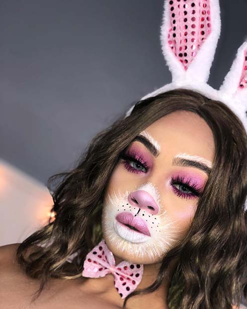 Idée de maquillage et de costume de lapin mignon