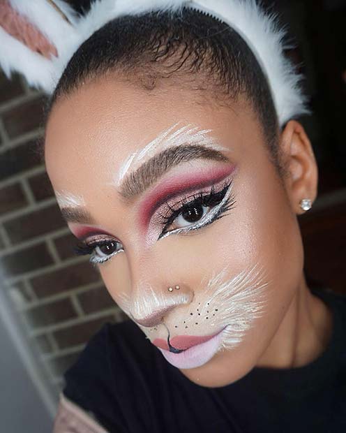 Maquillage de lapin avec des yeux glam