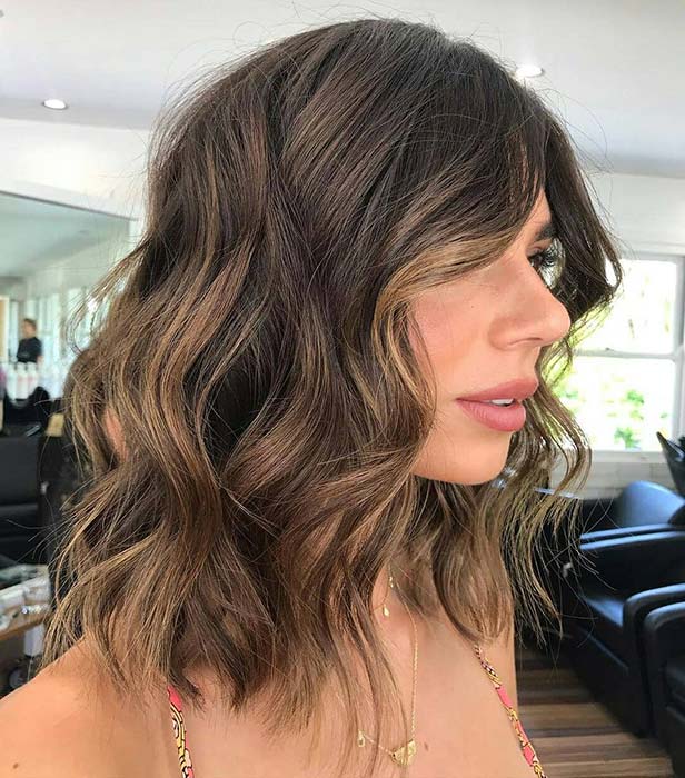 Chic Chestnut Long Bob Cut