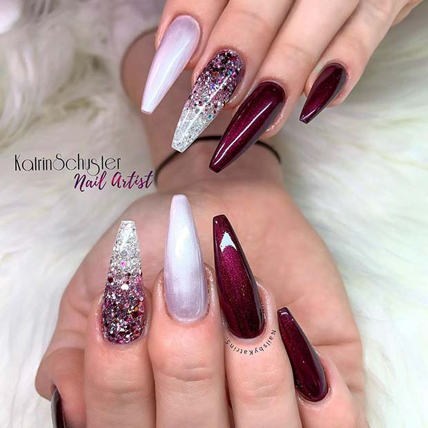 Glam Ombre Nail Design pour les ongles de cercueil