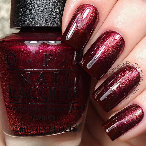 Ongles Marron Glitzy Ombre