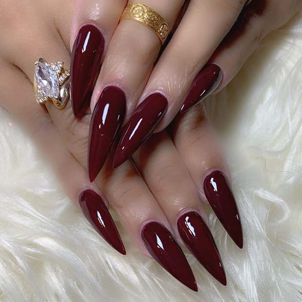 Ongles Marron Stiletto Pointus