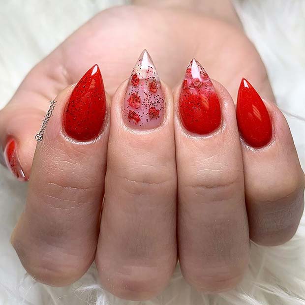 Ongles Stiletto Rouge Audacieux