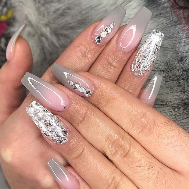 Γκρι Ombre Nail Design