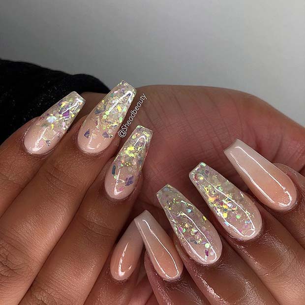 Sparkly Nail Idea for Coffin Nails